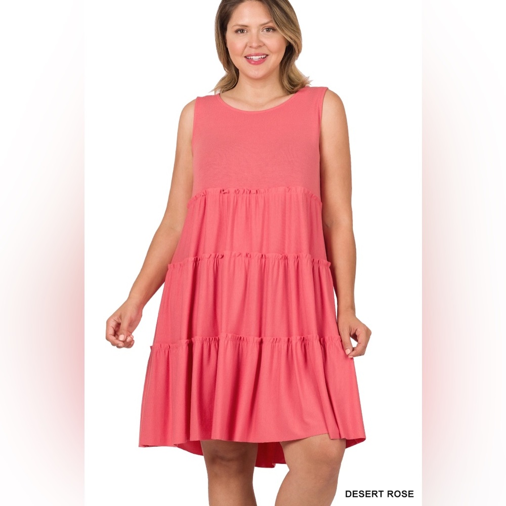 Plus Sleeveless Tiered Dress